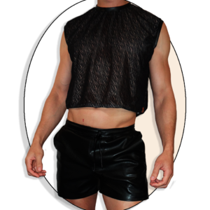 fusiÓn <br> conjunto umbra sleeveless tee microtul + short fuego cuerina